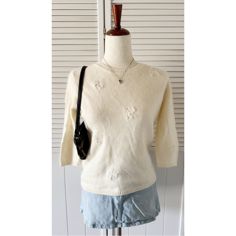 Limited Too White Knitted Patterned Sweater